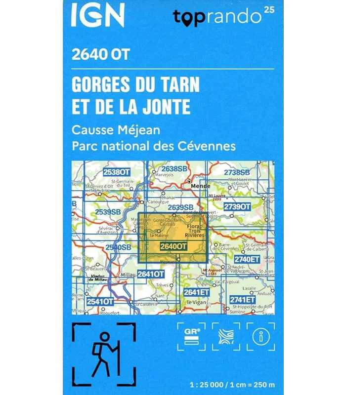 IGN 2640 OT - Gorge du Tarn and Gorge du Jonte Walking Map - Image 2