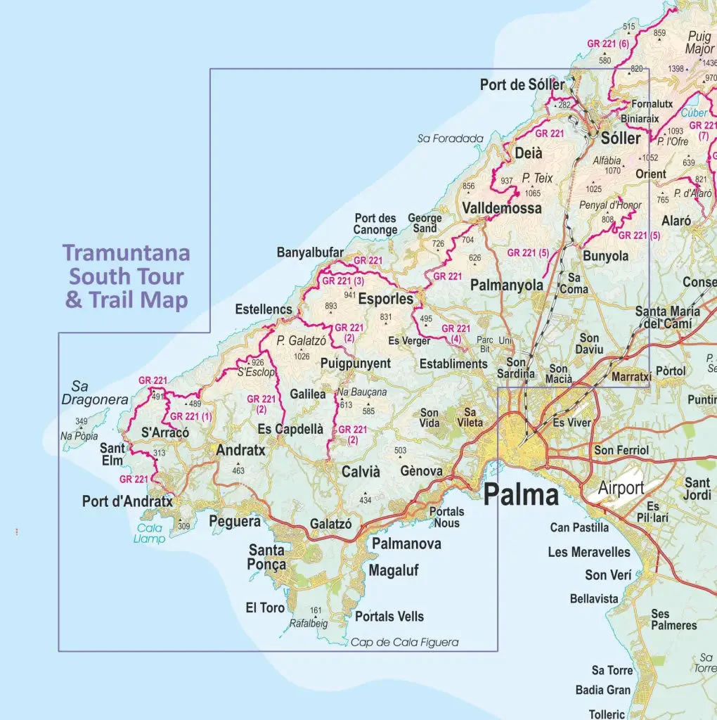 Mallorca - Tramuntana South Tour and Trail Map - Image 2